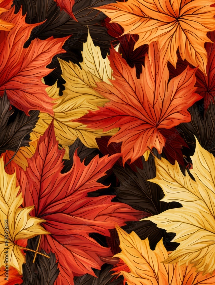 Seamless Autumn Leaves Pattern Texture