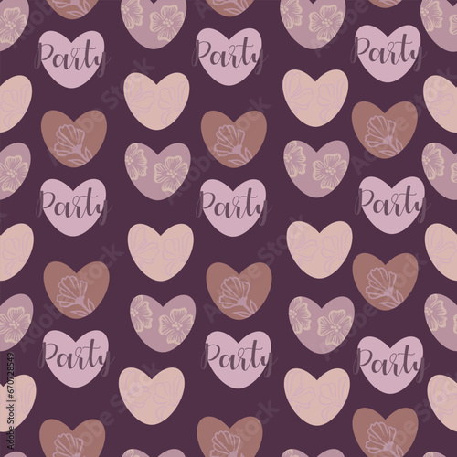 seamless pattern of hearts of different colors. Wallpaper. gift paper. Simple pattern, Stationery. Vector illustration.