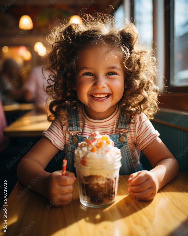 Cute Little Girl Smiling with an Ice Cream Cute Little Girl Smiling with an Ice Cream