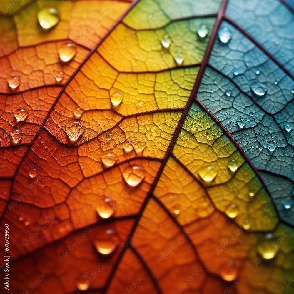 Obraz premium Macro Photography of a Colorful Leaf