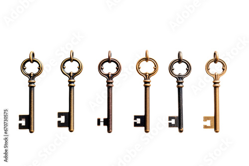 Time-worn keys relics isolated on transparent background, Generative Ai © rzrstudio