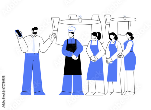 Customer relation in a restaurant abstract concept vector illustration.