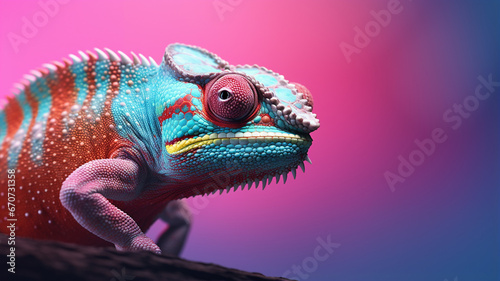 Colorful chameleon on a colorful background