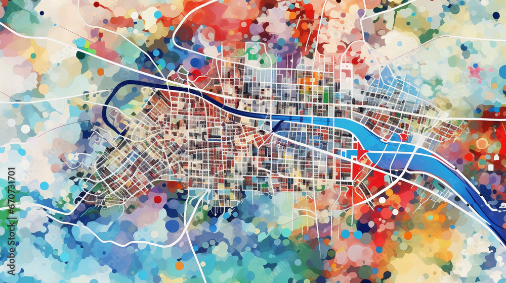 watercolor map, top view watercolor map, top view