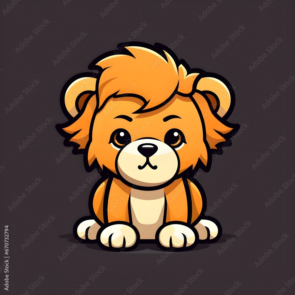 Cute and Simple Lion Logo Icon Illustration