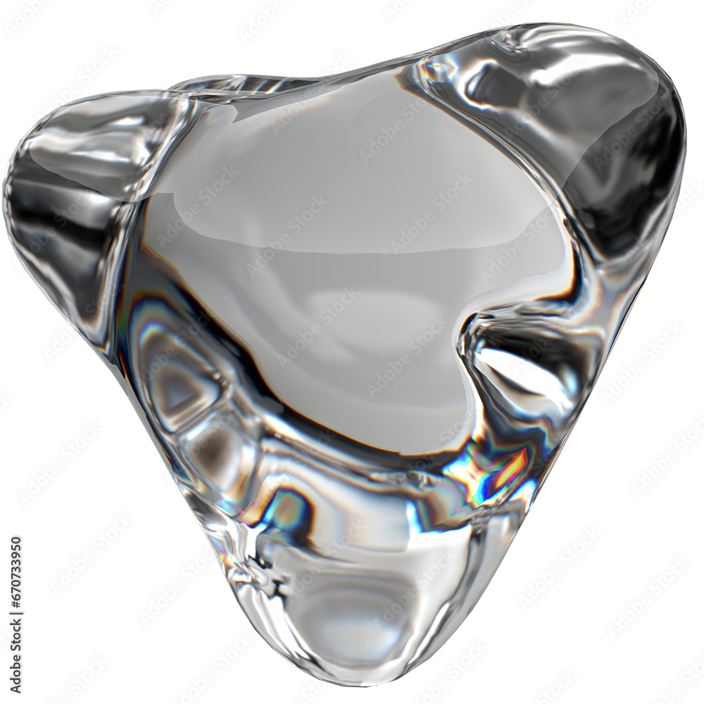 Isolated colorless organic glass clear lush refraction and reflection ...