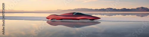 Rocket car in salt lake speed racing.