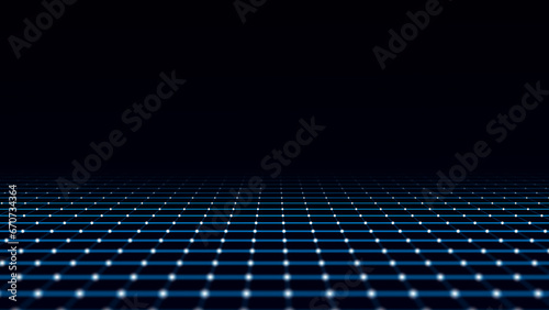 Network connection grid infinity background. Abstract dark backdrop with points and lines. Digital futuristic texture. Big data visualization. 3D rendering. © Irvin 2809
