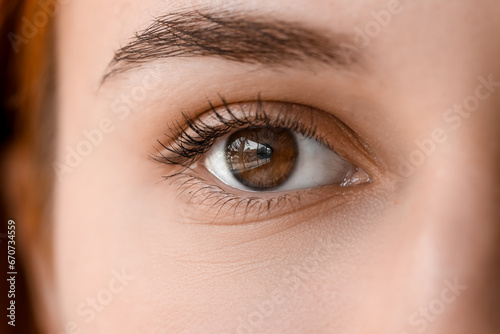 Young woman with hazel eyes, closeup