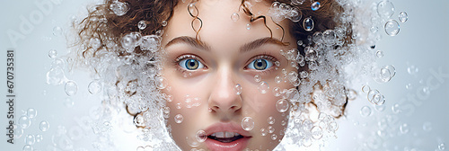 Woman putting face in water photo