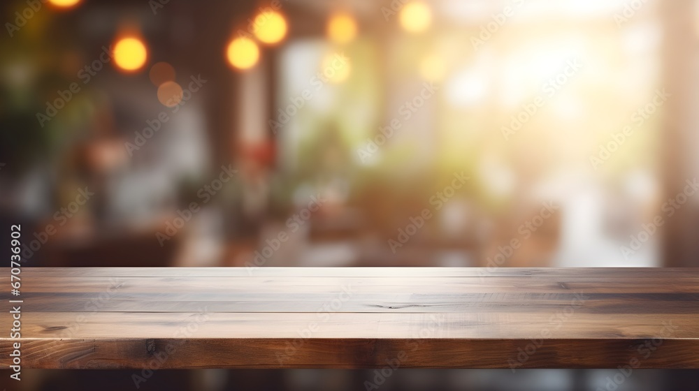 Rustic Wooden Table with Blurred Background Rustic Wooden Table with Blurred Background