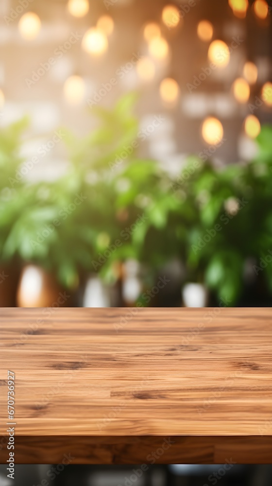 Rustic Wooden Table with Blurred Background Rustic Wooden Table with Blurred Background