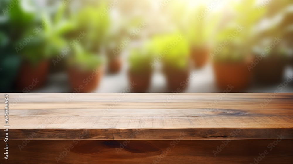 Rustic Wooden Table with Blurred Background Rustic Wooden Table with Blurred Background