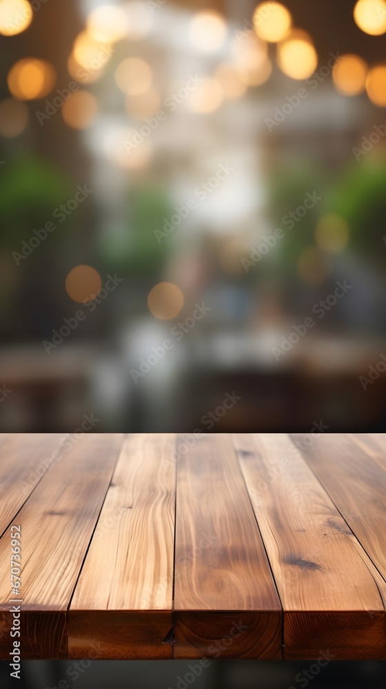 Rustic Wooden Table with Blurred Background Rustic Wooden Table with Blurred Background