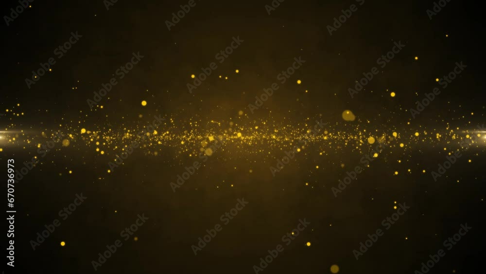 Fondo con partículas circulares, en movimiento frontal, color dorado