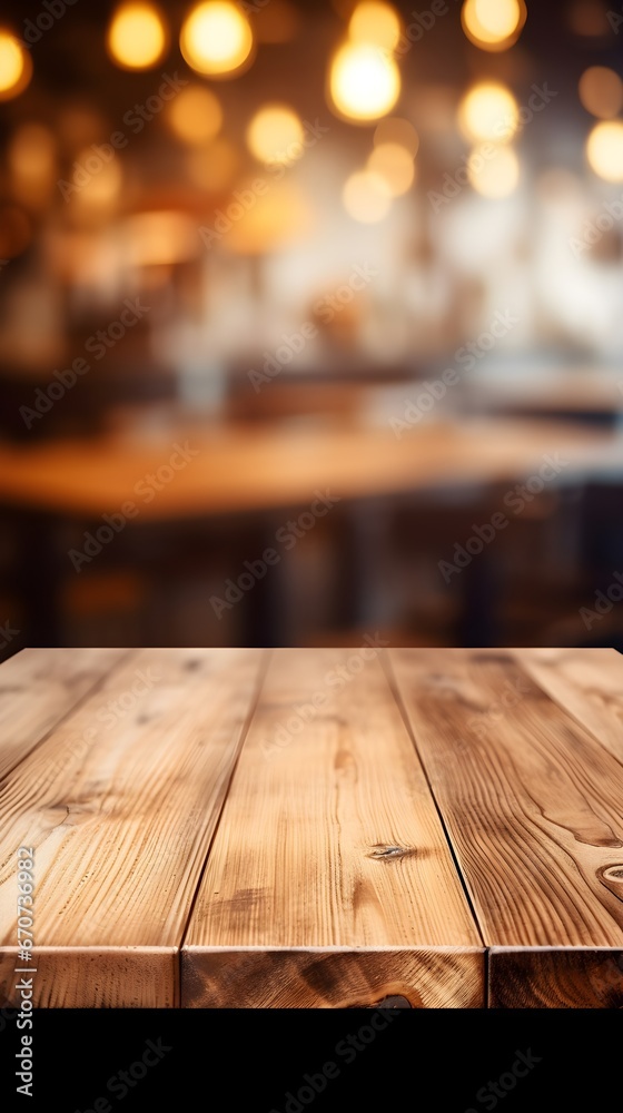 Rustic Wooden Table with Blurred Background Rustic Wooden Table with Blurred Background