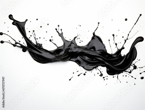 black paint splash on white background