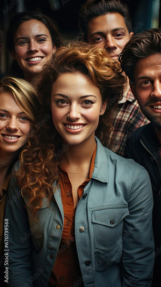 Multi ethnic people of different age looking at camera collage mosaic horizontal banner. Many lot of multiracial business people group smiling faces headshot portraits. Generative AI art