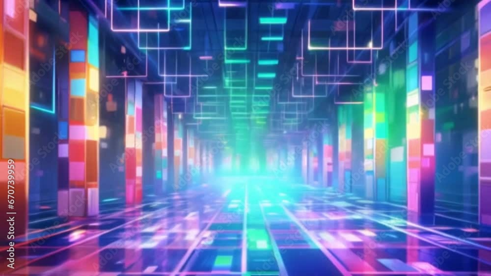 Colourful Sci-Fi Quantum Bit Warp: Abstract Futuristic Psychedelic Hallway Colourful Sci-Fi Quantum Bit Warp: Abstract Futuristic Psychedelic Hallway
