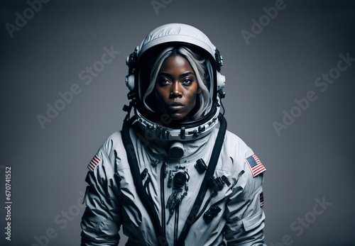 Portrait of a black woman astronaut