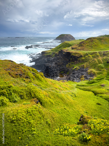 Dramatic views of The Nobbies on Phillip Island, Victoria, Australia from the boardwalk formerly known as Seal Rocks. photo