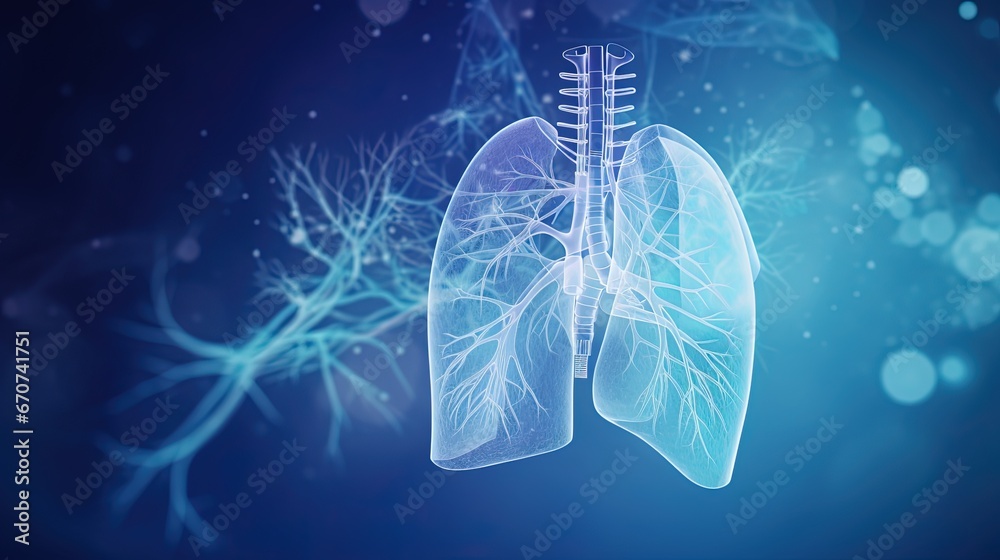 Futuristic medical research for lungs health care - obrazy, fototapety, plakaty 