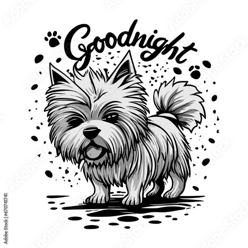 graphics of a  white terrier with the inscription good night