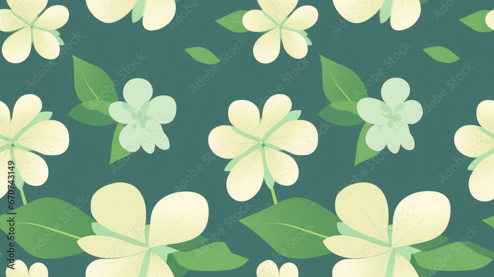 seamless pattern with green clover leaves, shamrock, symbol of Ireland, st. patrick's day, illustration, plant, nature, ornament, traditional, holiday, luck, spring