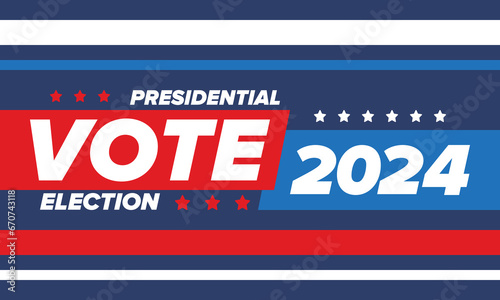 Presidential Election 2024 in United States. Vote day, November 5. US Election. Patriotic american element. Poster, card, banner and background. Vector illustration