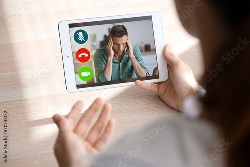 Female doctor video chattin...