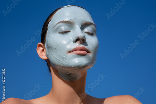 Female with Facial Mask. Beautiful young woman with facial mask on her face