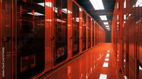 server racks in a row, alert mode