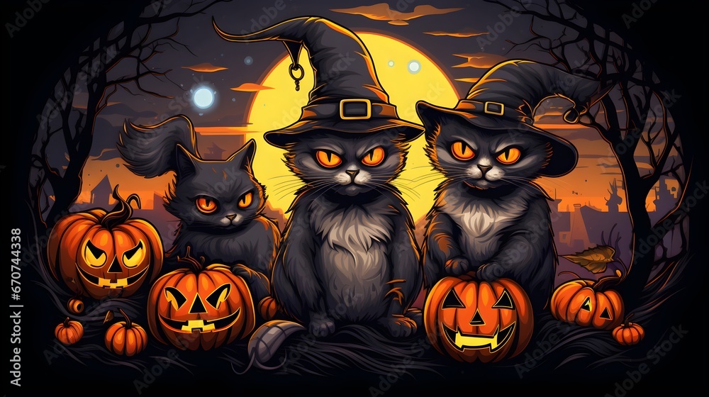 Adorable Cat-like Owls in Witch Hats for Halloween Adorable Cat-like Owls in Witch Hats for Halloween