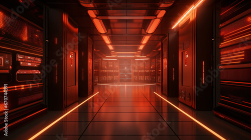 server racks in a row, alert mode