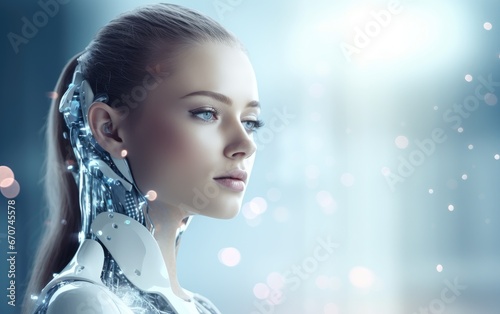 Futuristic AI Android robot...