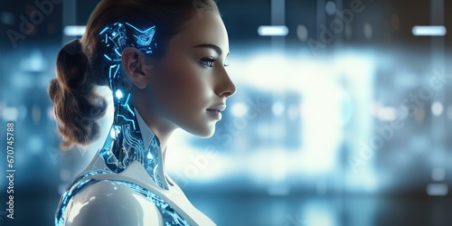 Futuristic AI Android robot...