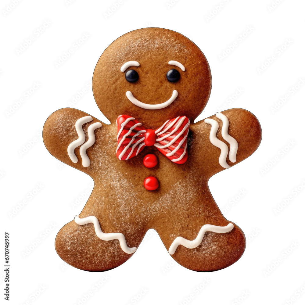 Christmas gingerbread on transparent background generative ai 