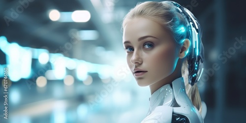 Futuristic AI Android robot...
