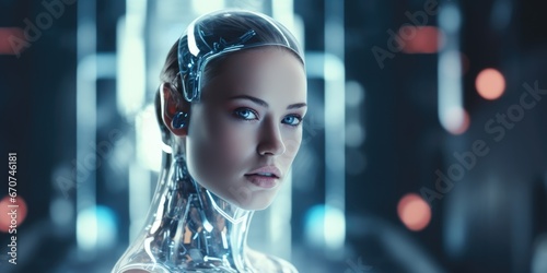 Futuristic AI Android robot...