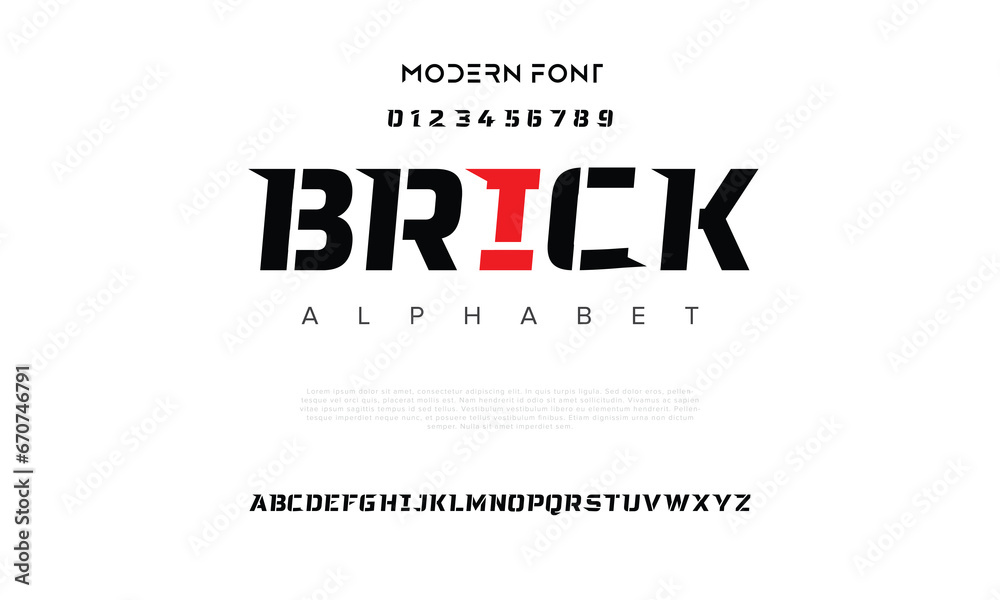 Fototapeta premium Sports minimal tech font letter set. Luxury vector typeface for company. Modern gaming fonts logo design.
