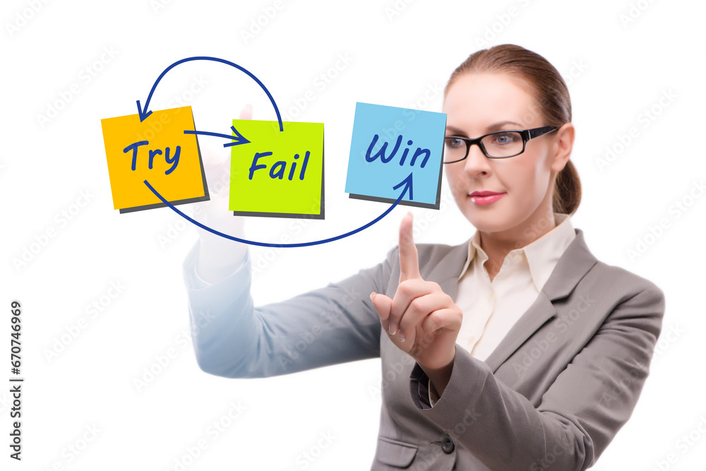 Business concept of try fail win Business concept of try fail win