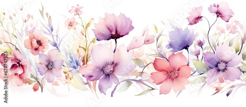 Colorful handmade floral watercolor background featuring a lovely spring wildflower bouquet © 2rogan