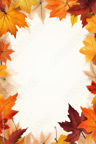 A frame made out of autumn leaves. Perfect for adding a touch of nature to your designs.