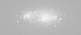 Bright bokeh of white dust. Christmas glowing bokeh and glitter overlay texture for your design on a transparent background. White particles abstract vector background.	