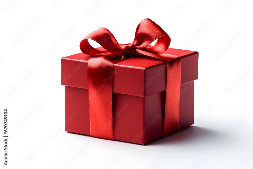 Christmas red gift box, festivities and gifts concept Christmas red gift box, festivities and gifts concept