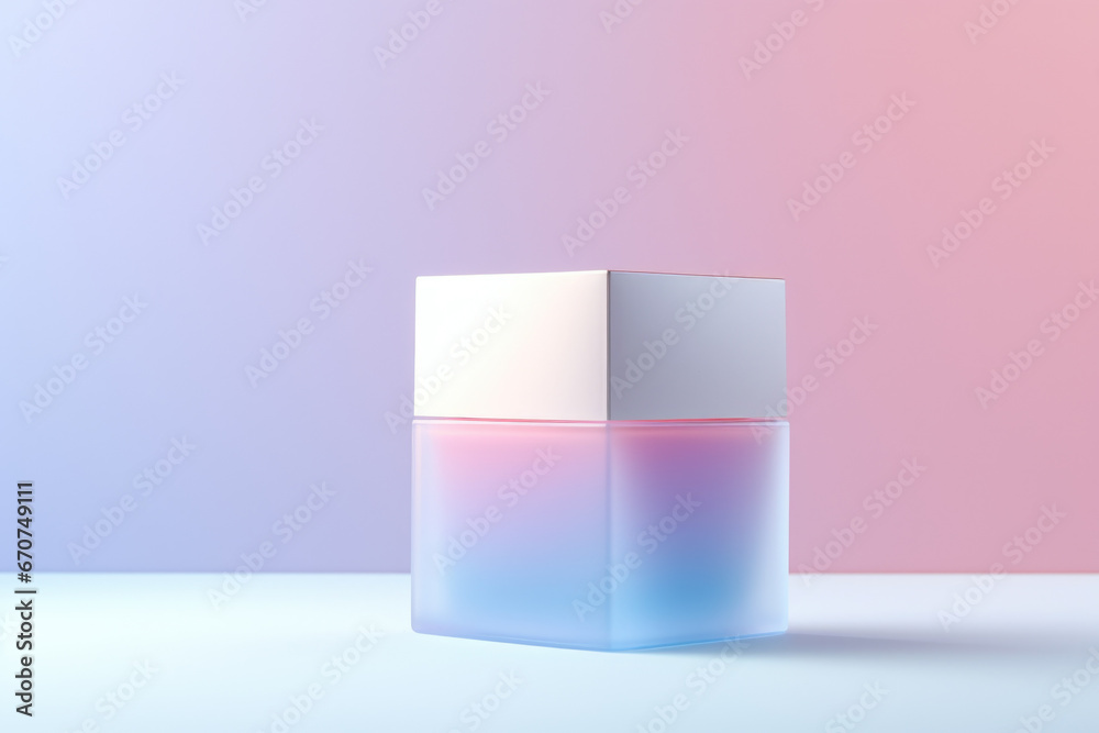A glass container holding a vibrant pink and blue liquid. This versatile image can be used in various contexts
