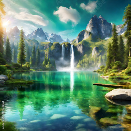 Mysterious lakes and forests in fairy tales, fantasy worlds, comfortable scenery, zoom wallpaper recommendations © sam