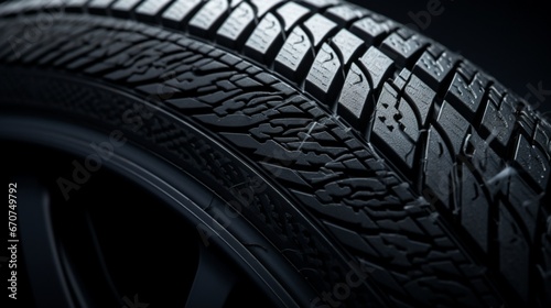 A close-up shot of a luxury automobile's tire, emphasizing its flawless contours and texture