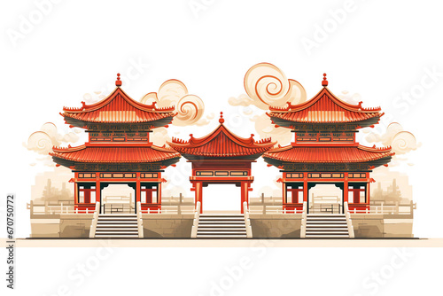 Views of Confucian Architecture Isolated on transparent background