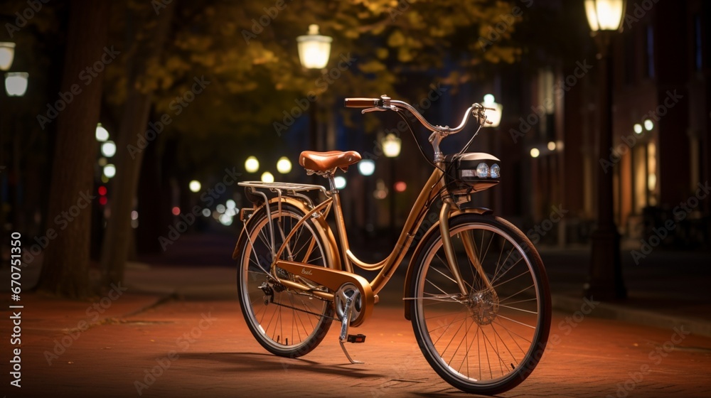 Illuminate the night with a focus on the luxurious bike's lighting, a beacon of style